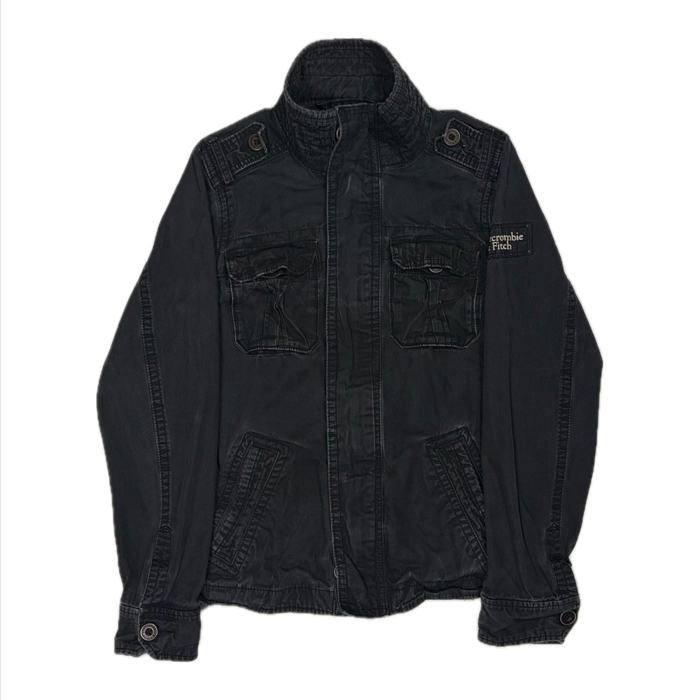 Vtg Y2K Abercrombie & Fitch gray Miltary patch Sentinal Field Jacket men medium